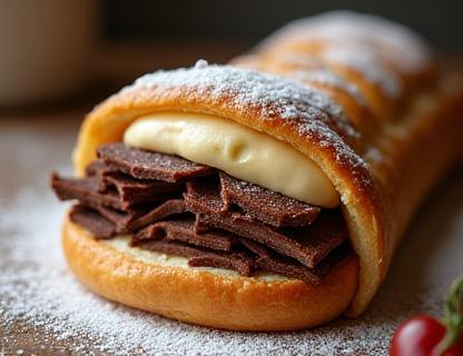 Pain au chocolat avec couches de chocolat